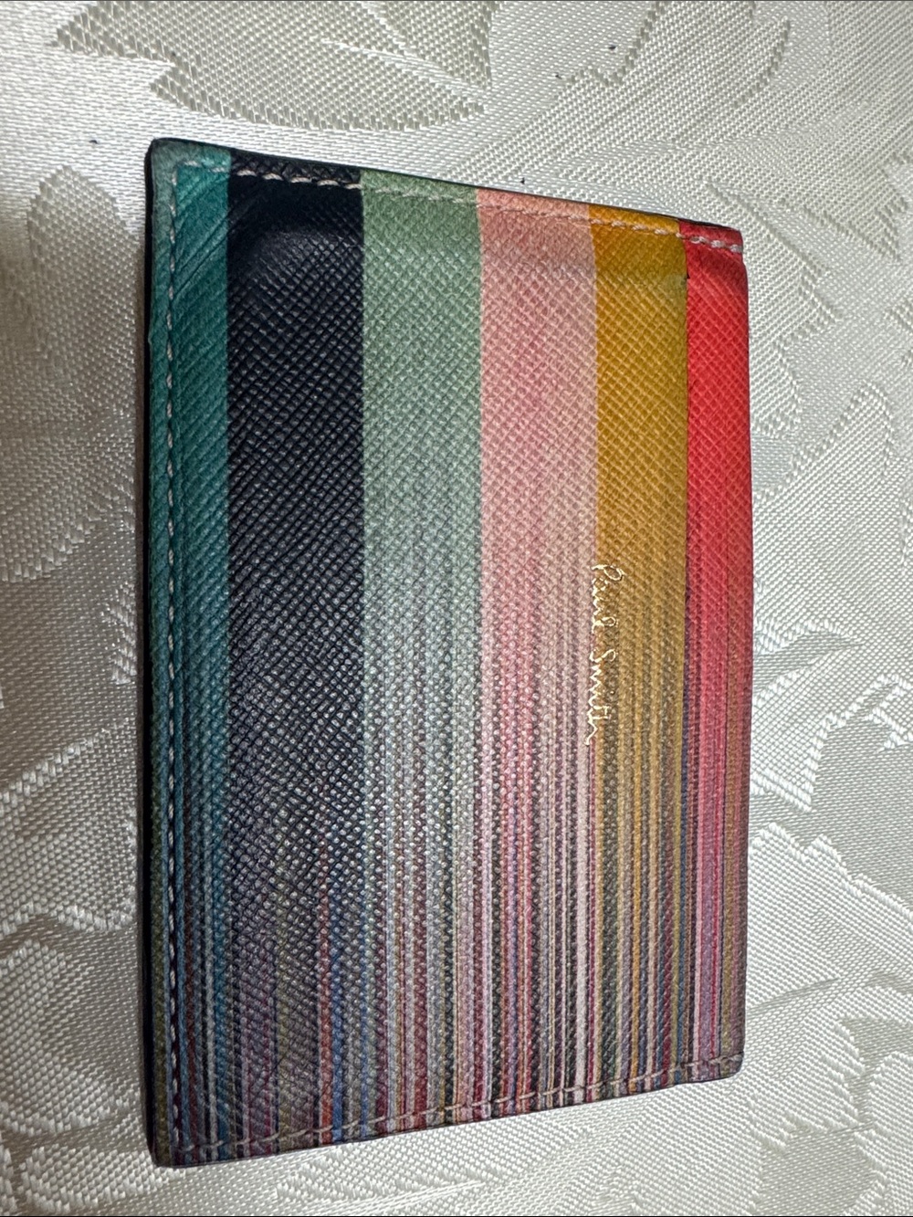 Paul Smith Double Signature Stripe Card Wallet Leather Italy
